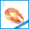 Synthetic pear cut cz stones made in China machine cut checkerboard champagne cubic zirconia stone